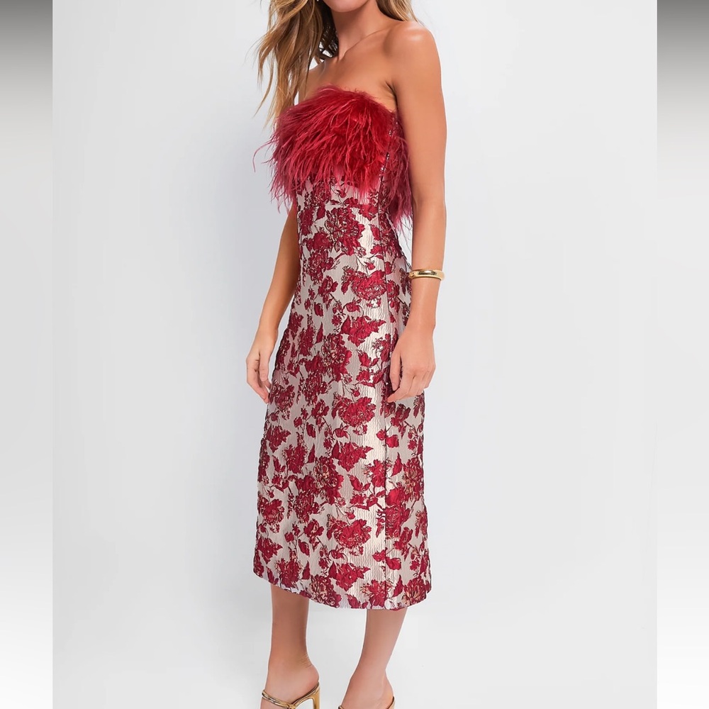 Tuckernuck Strapless Dress with Red Floral Design - Picture 2 of 14